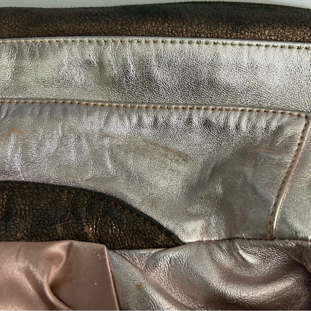 Nasty Gal Metallic Rose Gold Lambskin Leather‎ Moto Jacket Size Small